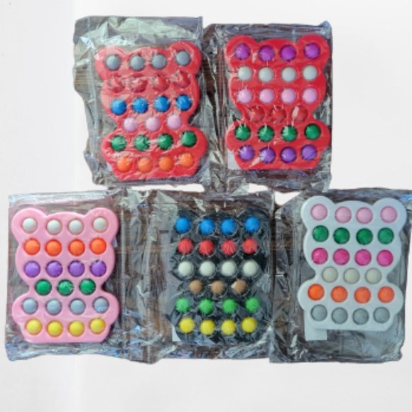 5 Large Pop Bubble Fidget Sensory Toy Bears - Picture 1 of 2